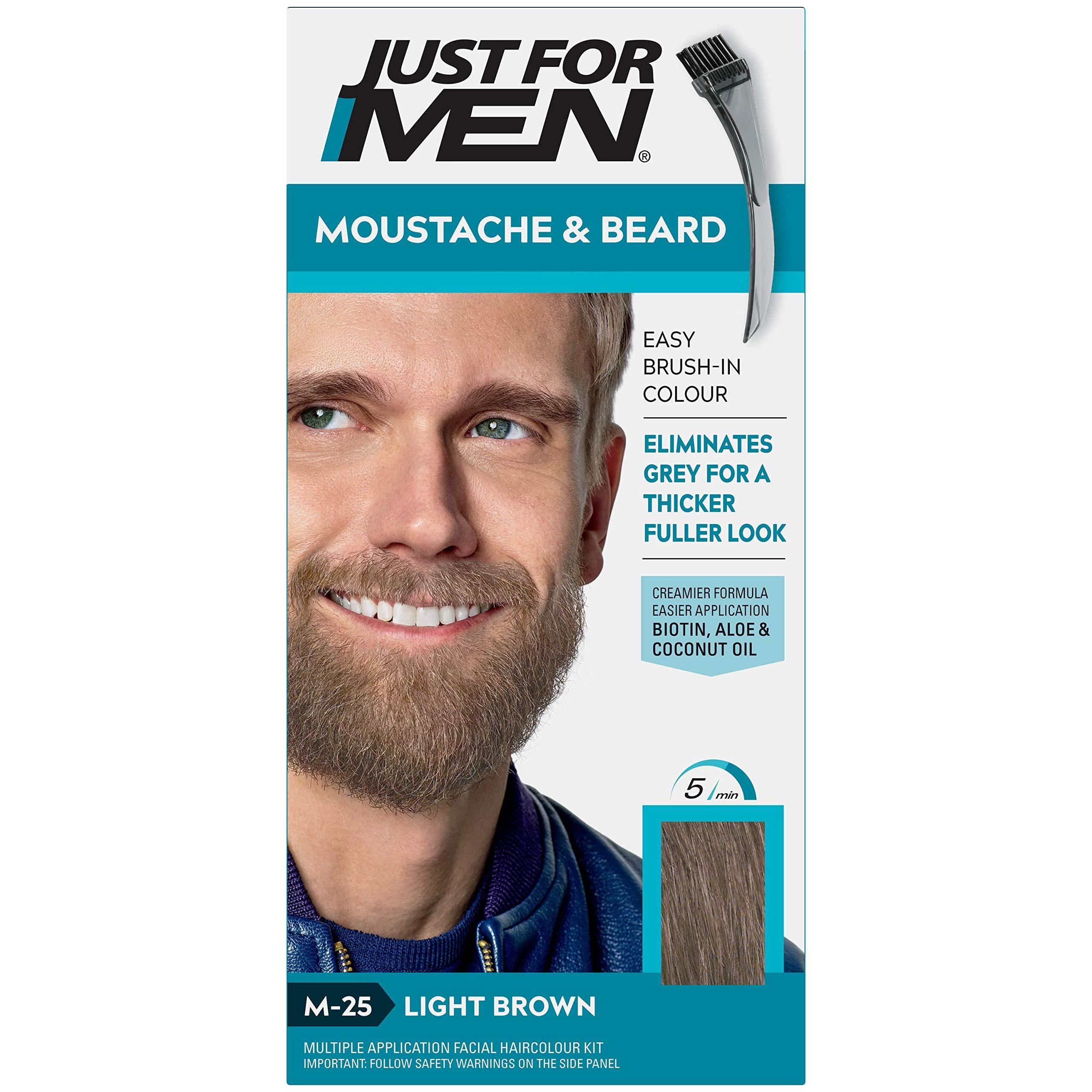 Just for men Moustache & Beard Light Brown Dye , Eliminates Grey for a Thicker & Fuller Look � M25