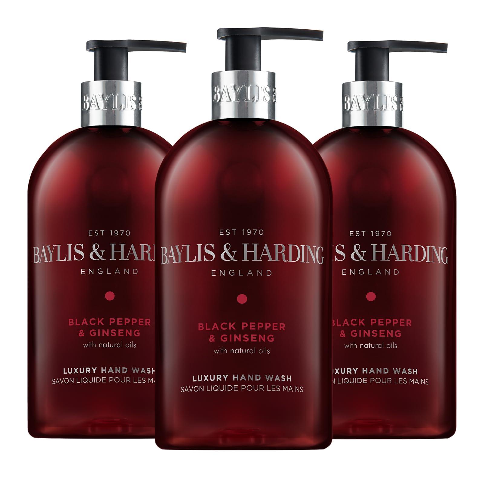 Baylis & Harding Black Pepper and Ginseng Hand Wash, 500 ml (Pack of 3) - Vegan Friendly