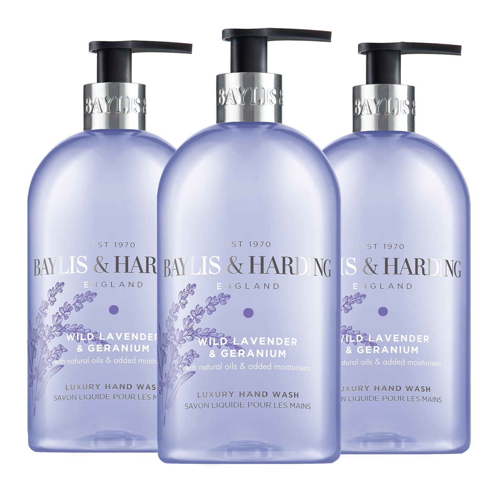 Baylis & Harding Signature Wild Lavender & Geranium Hand Wash 500ml (Pack of 3) - Vegan Friendly