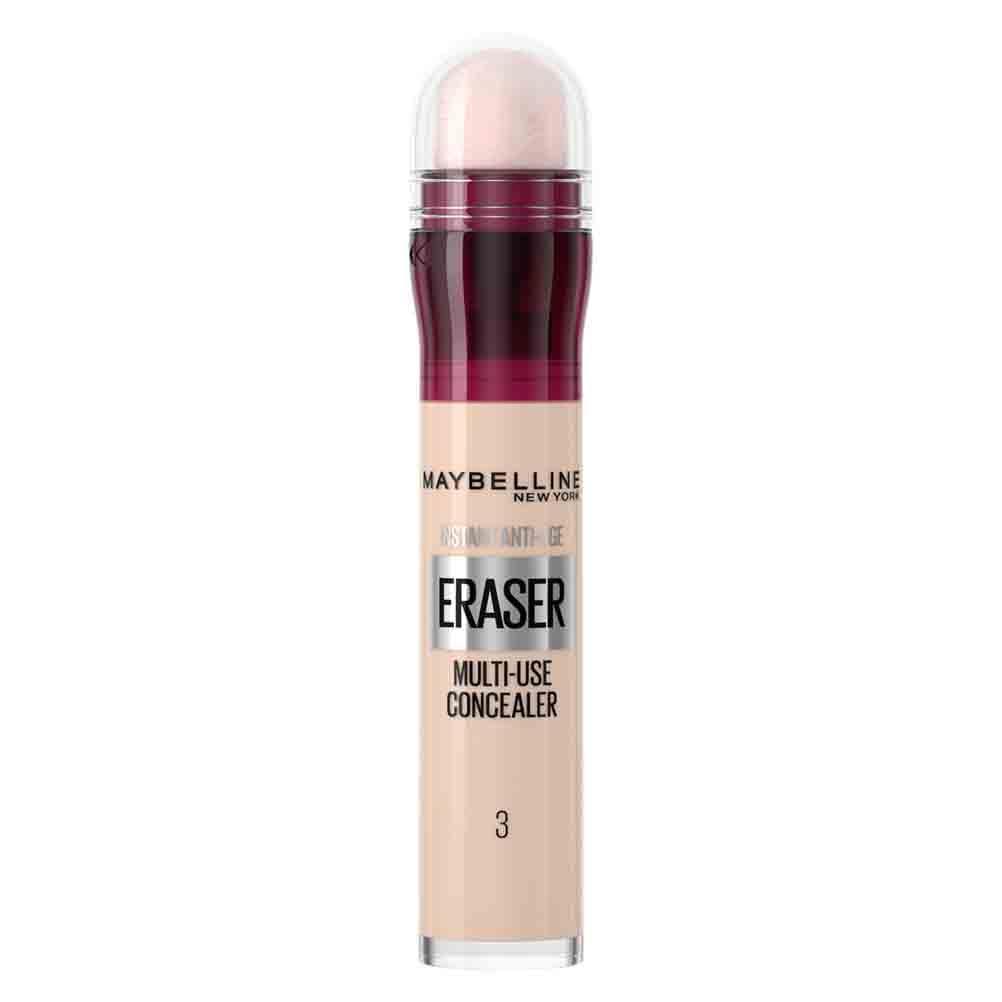 Maybelline Instant Anti-Age Eraser Eye Concealer for Face, Dark Circles, Blemish & Fine Lines Concealer, Full Coverage, Dermatologist Tested, Suitable for Sensitive Skin, Shade: 03 Fair