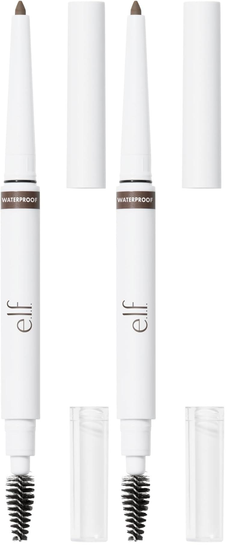 e.l.f. Instant Lift Waterproof Brow Pencil, Long-Lasting Eyebrow Pencil For Grooming & Shaping Brows, Vegan & Cruelty-Free, Deep Brown (Pack of 2)
