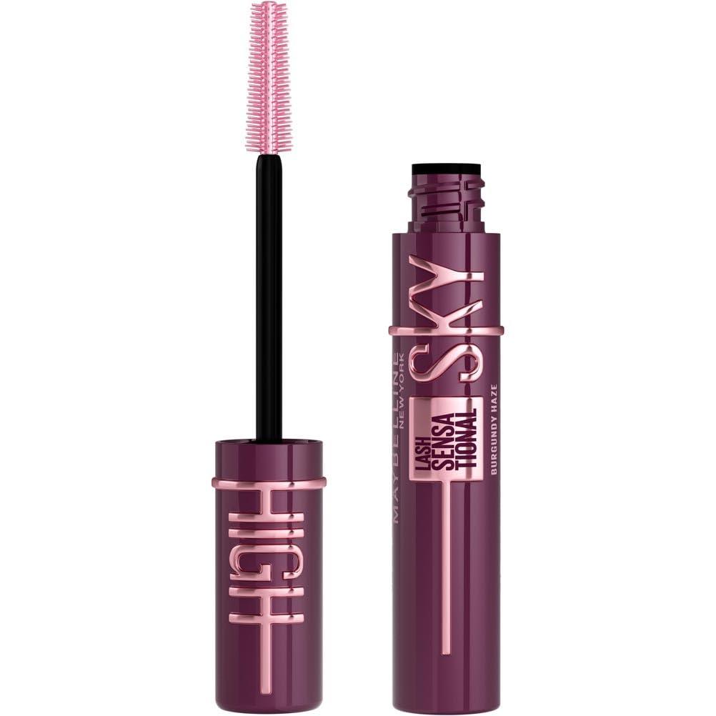 Maybelline Mascara Lash Sensational Sky High Volumizing and Thickening Eyelash Lengthening. Flake Free Formula, Mascara Burgundy Haze