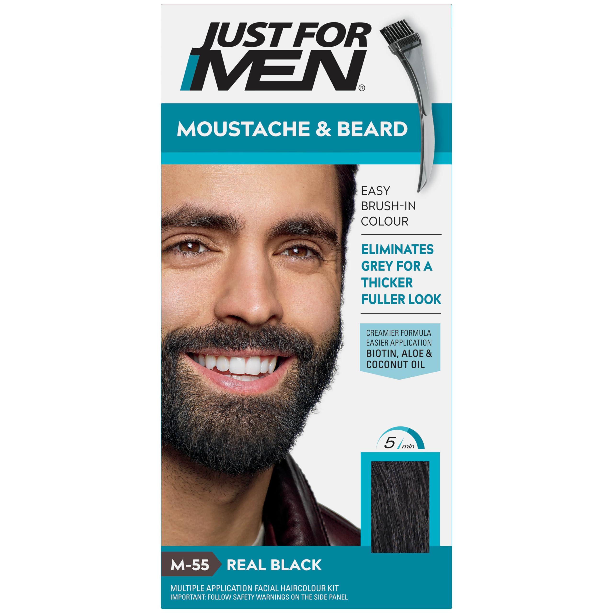 Just for men Moustache & Beard Real Black Dye , Eliminates Grey for a Thicker & Fuller Look � M55
